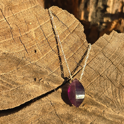 Amethyst Faceted Twist Marquise Sterling Silver Necklace