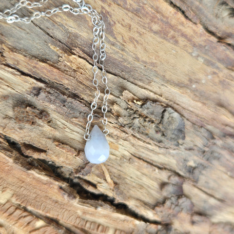 Blue Lace Agate Faceted Briolette Necklace