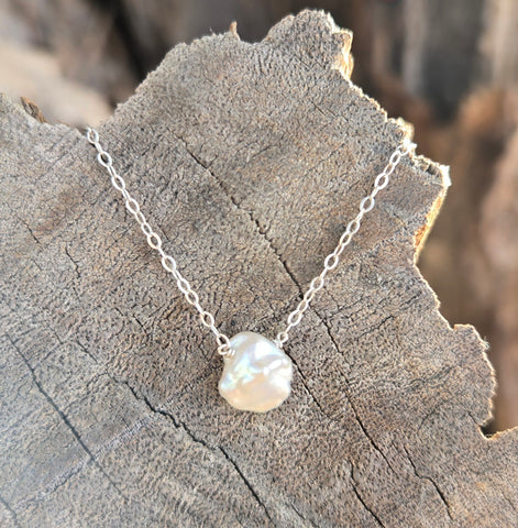 Freshwater Baroque Pearl Sterling Silver Necklace