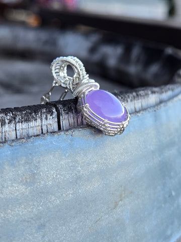 Purple Chalcedony Basket Weave Sterling Silver Necklace