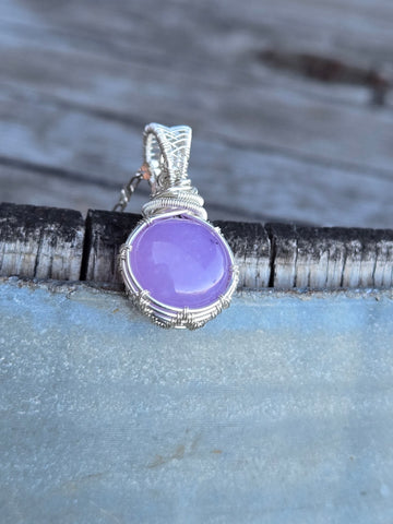 Purple Chalcedony Basket Weave Sterling Silver Necklace