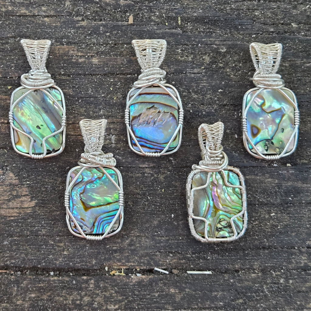 Abalone Shell Wire Woven Sterling Silver Necklace